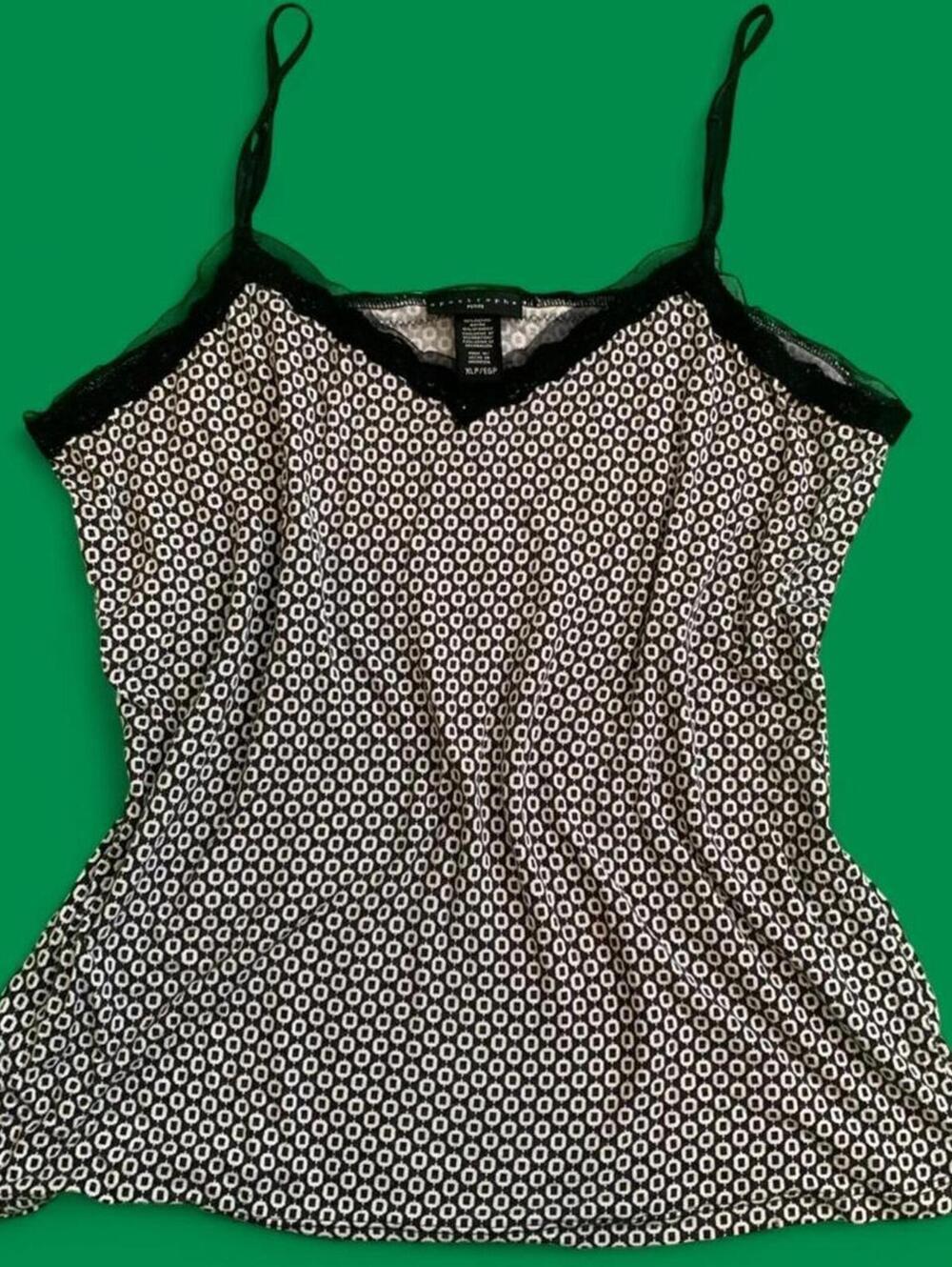 Y2k layering patterned lace cami top with adjustable straps